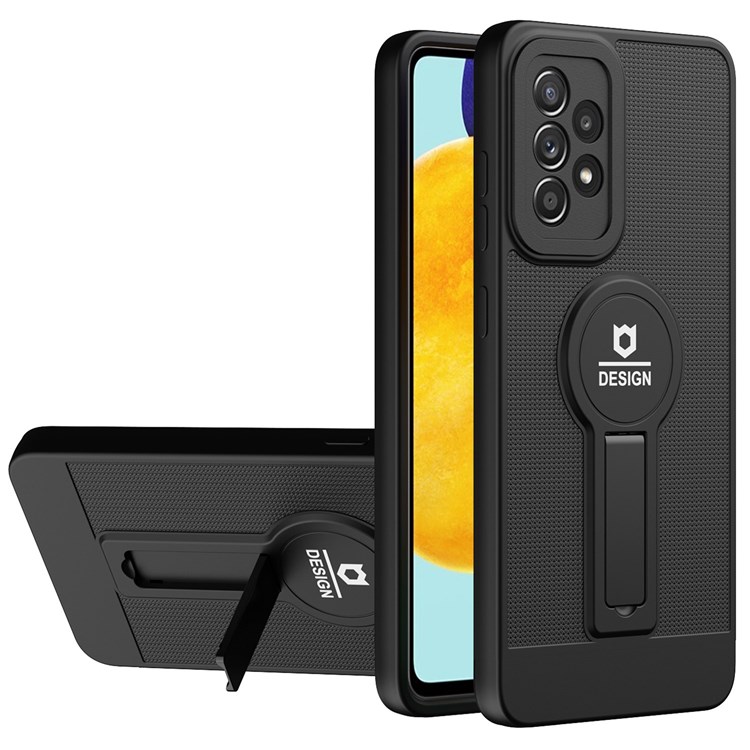 For Samsung Galaxy A33 5G Lightweight Anti-scratch Phone Case Drop-proof Cellphone Cover Built-in Magnetic Absorption Kickstand - Black-1