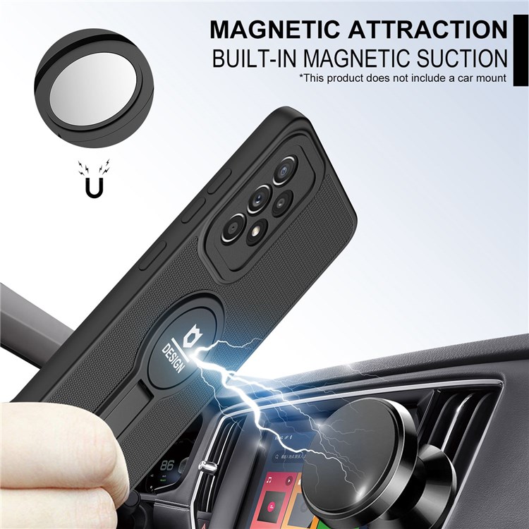 For Samsung Galaxy A33 5G Lightweight Anti-scratch Phone Case Drop-proof Cellphone Cover Built-in Magnetic Absorption Kickstand - Black-5