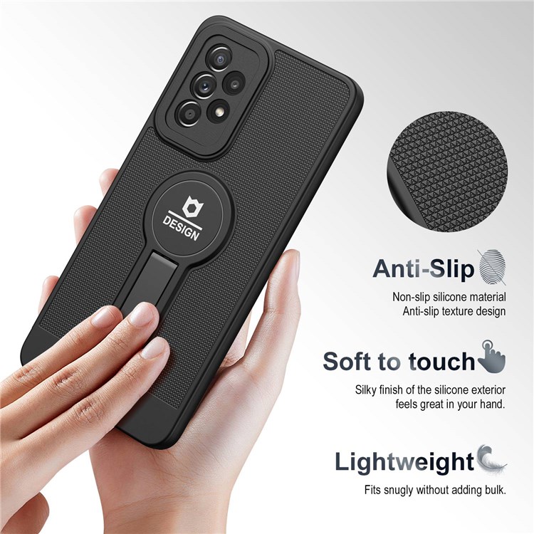 For Samsung Galaxy A53 5G Full Protection Phone Case Drop-proof Cellphone Cover Built-in Magnetic Absorption Kickstand - Black-4