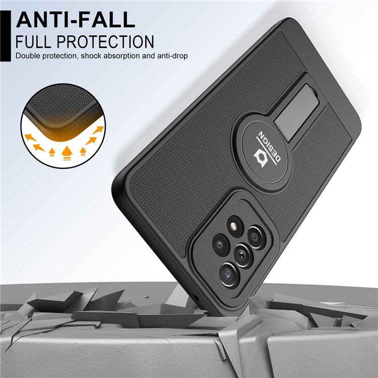 For Samsung Galaxy A53 5G Full Protection Phone Case Drop-proof Cellphone Cover Built-in Magnetic Absorption Kickstand - Black-6