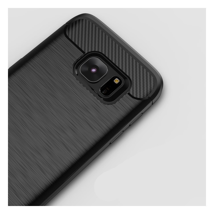 IPAKY Brushed TPU Back Case for Samsung Galaxy S7 G930 with Carbon Fiber Decorated - Black-4