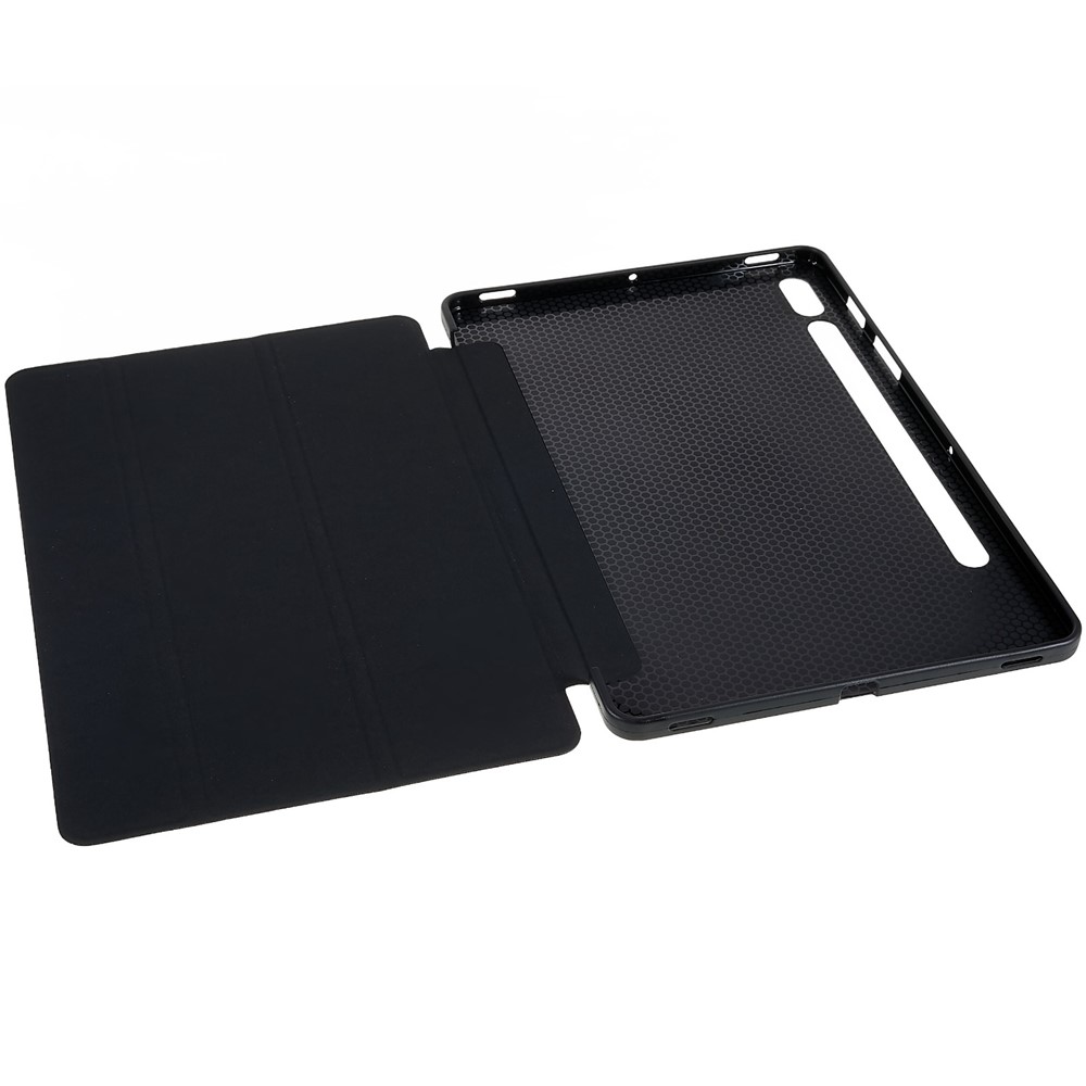 For Samsung Galaxy Tab S7/S8 Inner Honeycomb Design Tri-fold Stand Leather Tablet Case Protective Cover - Black-11