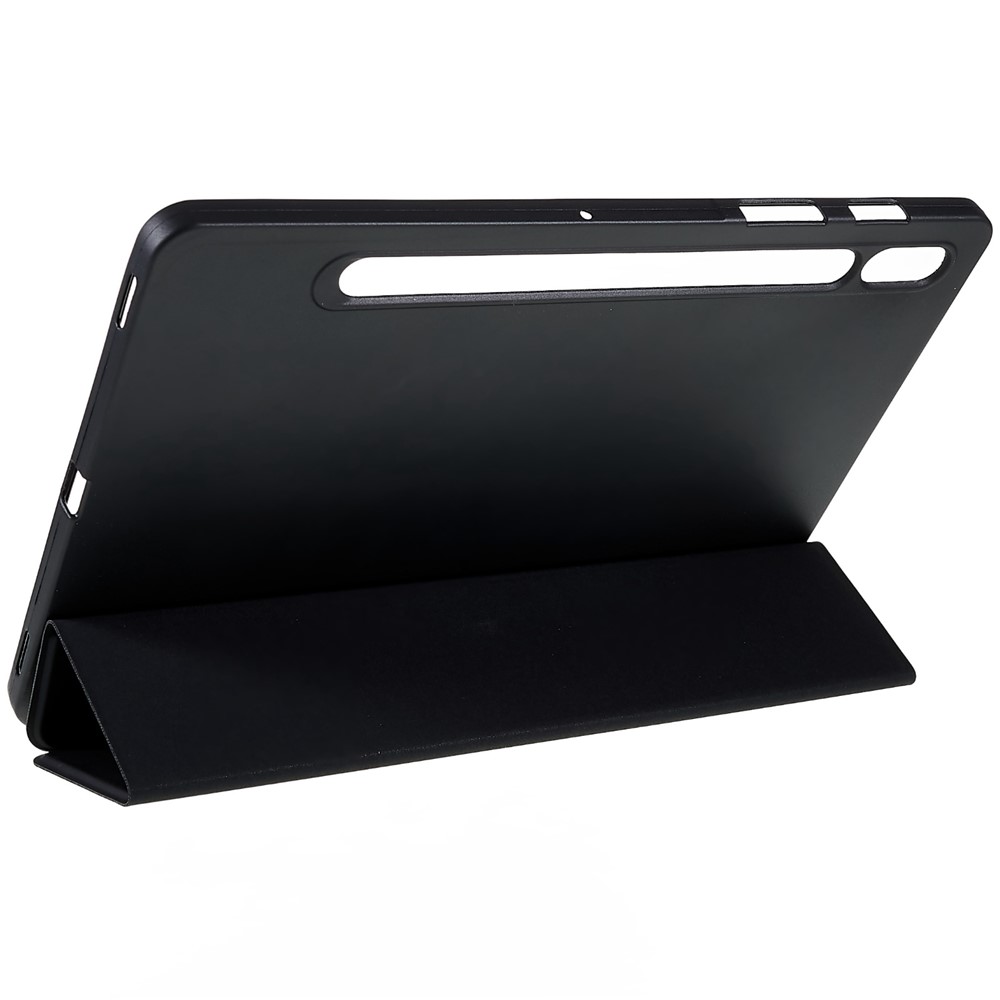 For Samsung Galaxy Tab S7/S8 Inner Honeycomb Design Tri-fold Stand Leather Tablet Case Protective Cover - Black-9