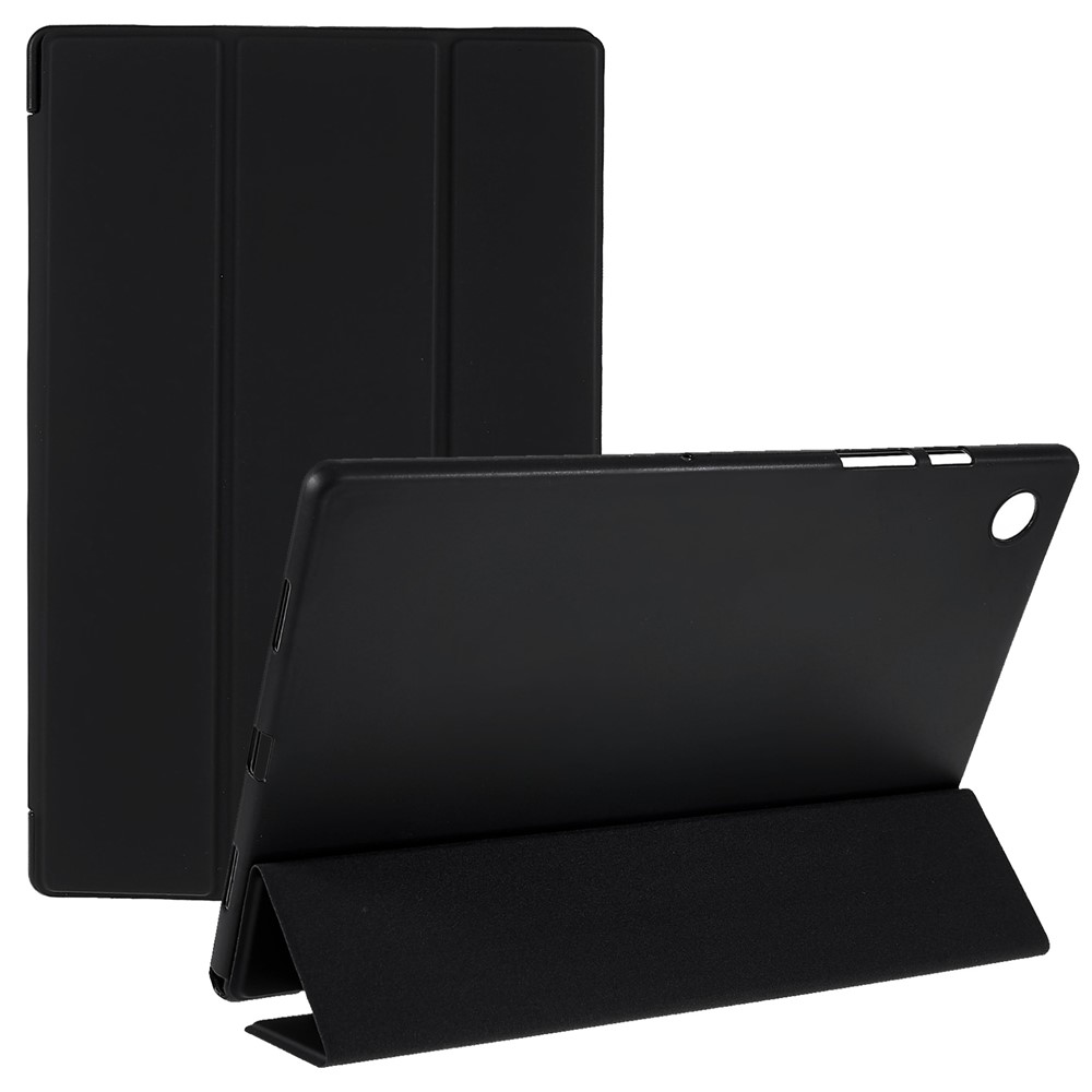 For Samsung Galaxy Tab A8 10.5 (2021) Tri-fold Stand Inner Honeycomb Design Shockproof Leather Tablet Case Auto Wake/Sleep Cover - Black-1