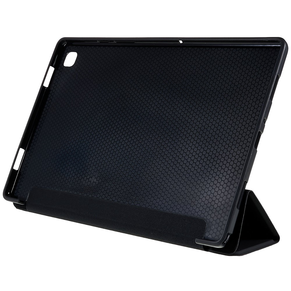 For Samsung Galaxy Tab A7 10.4 (2020) Tri-fold Stand Inner Honeycomb Design Anti-scratch Drop-proof Leather Tablet Case Auto Wake/Sleep Cover - Black-8