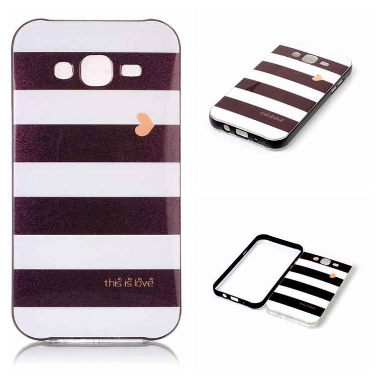 Detachable 2-in-1 IMD PC + TPU Case for Samsung Galaxy J7 SM-J700F - White and Black Stripes-1