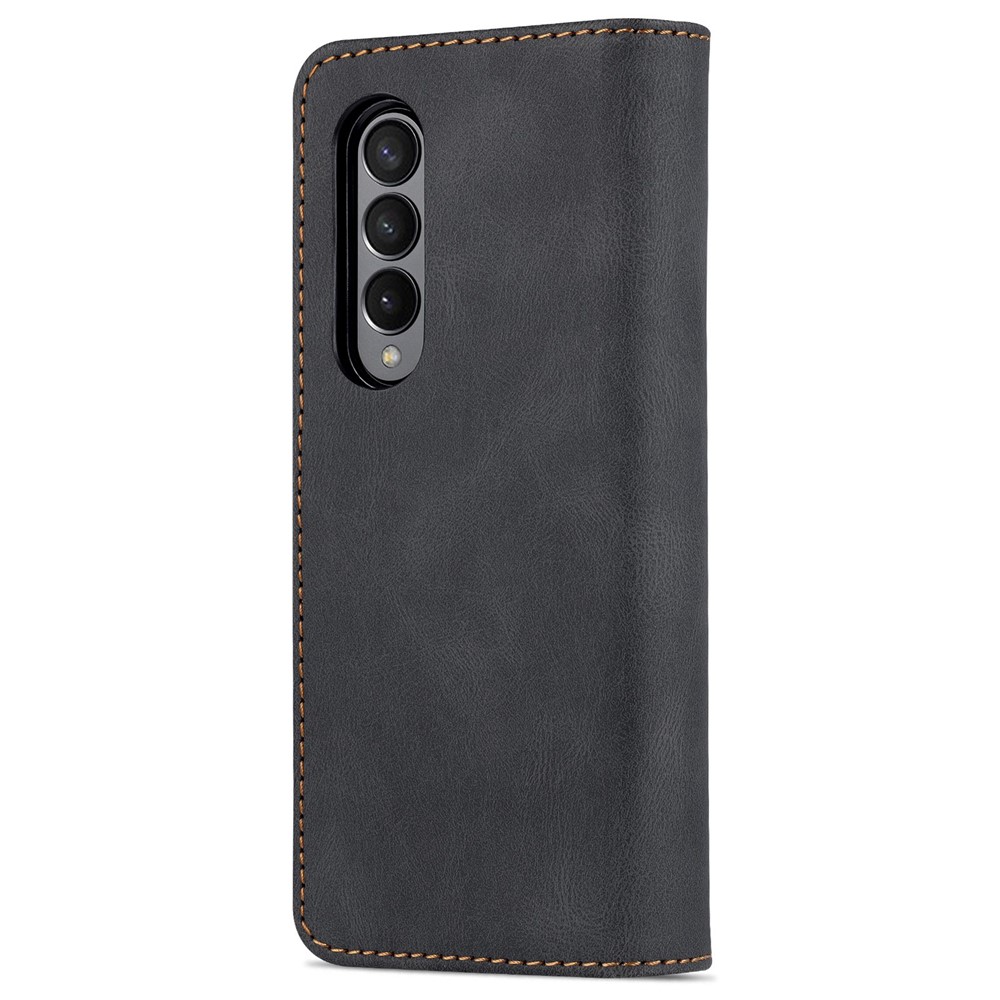 AZNS For Samsung Galaxy Z Fold4 5G PU Leather Wallet Case Magnetic Closure Stand Flip Protective Phone Cover - Black-8