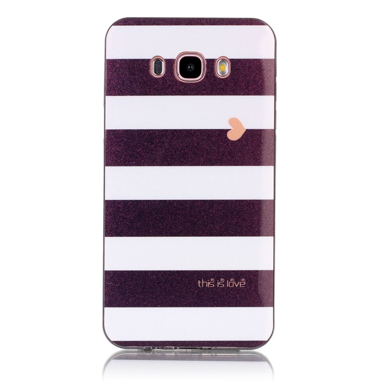 2-in-1 PC Frame + IMD Patterned TPU Hybrid Case for Samsung J7 (2016) SM-J710 - Black and White Stripes-2