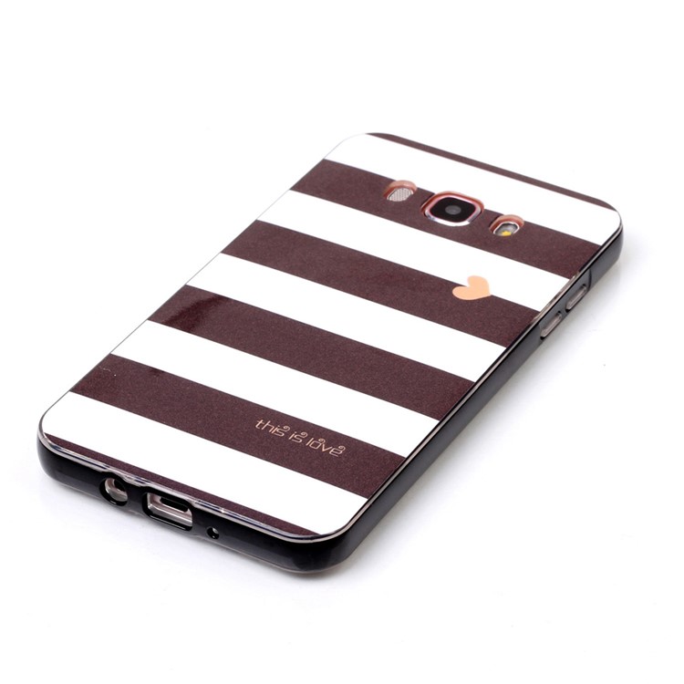 2-in-1 PC Frame + IMD Patterned TPU Hybrid Case for Samsung J7 (2016) SM-J710 - Black and White Stripes-4