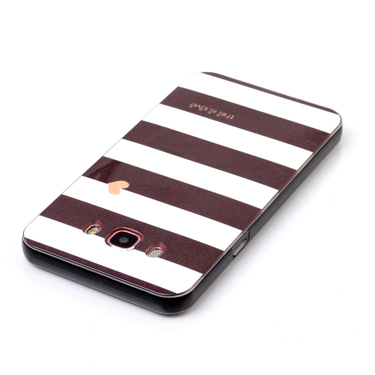2-in-1 PC Frame + IMD Patterned TPU Hybrid Case for Samsung J7 (2016) SM-J710 - Black and White Stripes-5