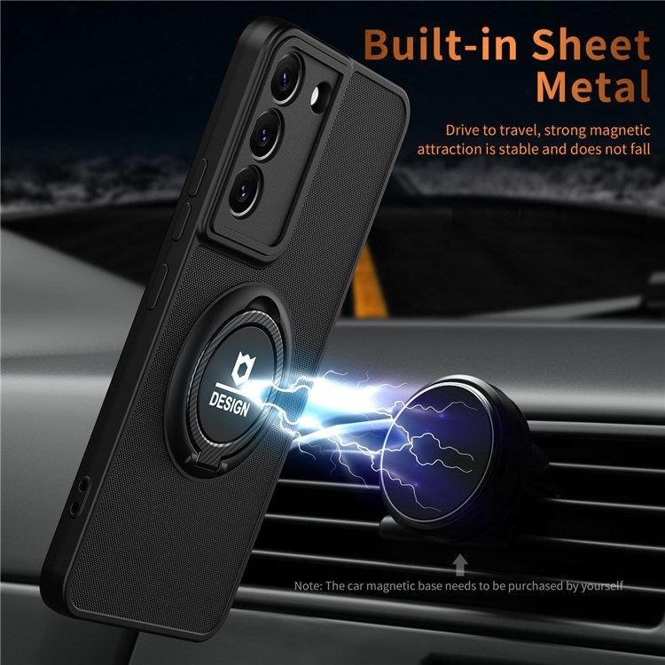 Hard PC+ TPU Phone Case, for Samsung Galaxy S22 5G Shockproof Back Mobile Cover Protective Shell with Ring Kickstand - Black/Black-5