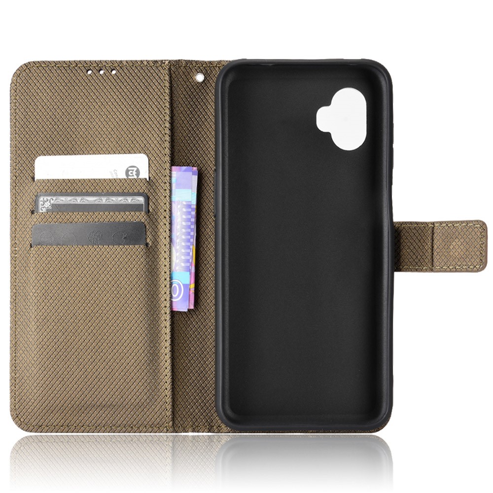 Diamond Texture Case for Samsung Galaxy Xcover6 Pro 5G, Stand Design Leather Wallet Style Phone Protector with Strap - Brown-4