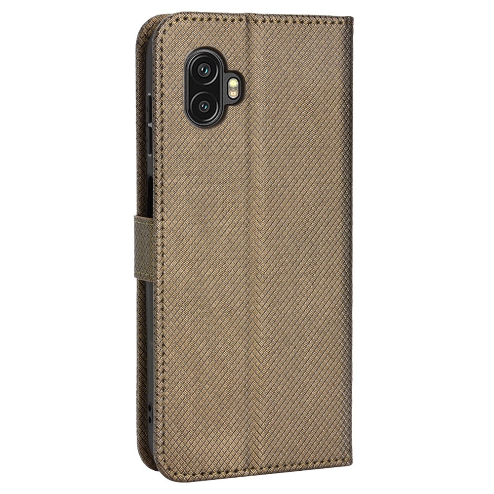 Diamond Texture Case for Samsung Galaxy Xcover6 Pro 5G, Stand Design Leather Wallet Style Phone Protector with Strap - Brown-7