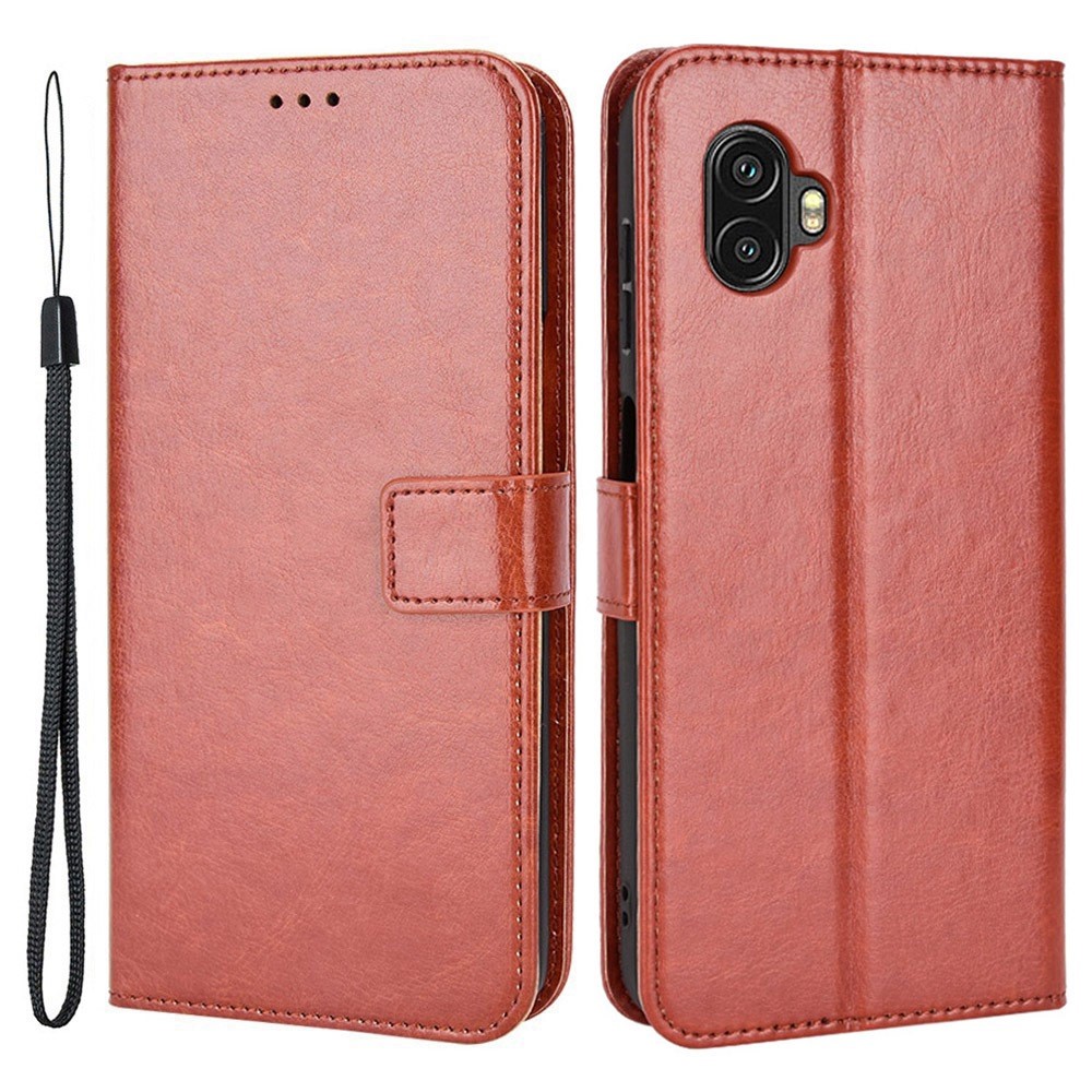 Crazy Horse Texture Case for Samsung Galaxy Xcover6 Pro 5G, Adjustable Stand PU Leather Phone Cover with Wallet - Brown-1
