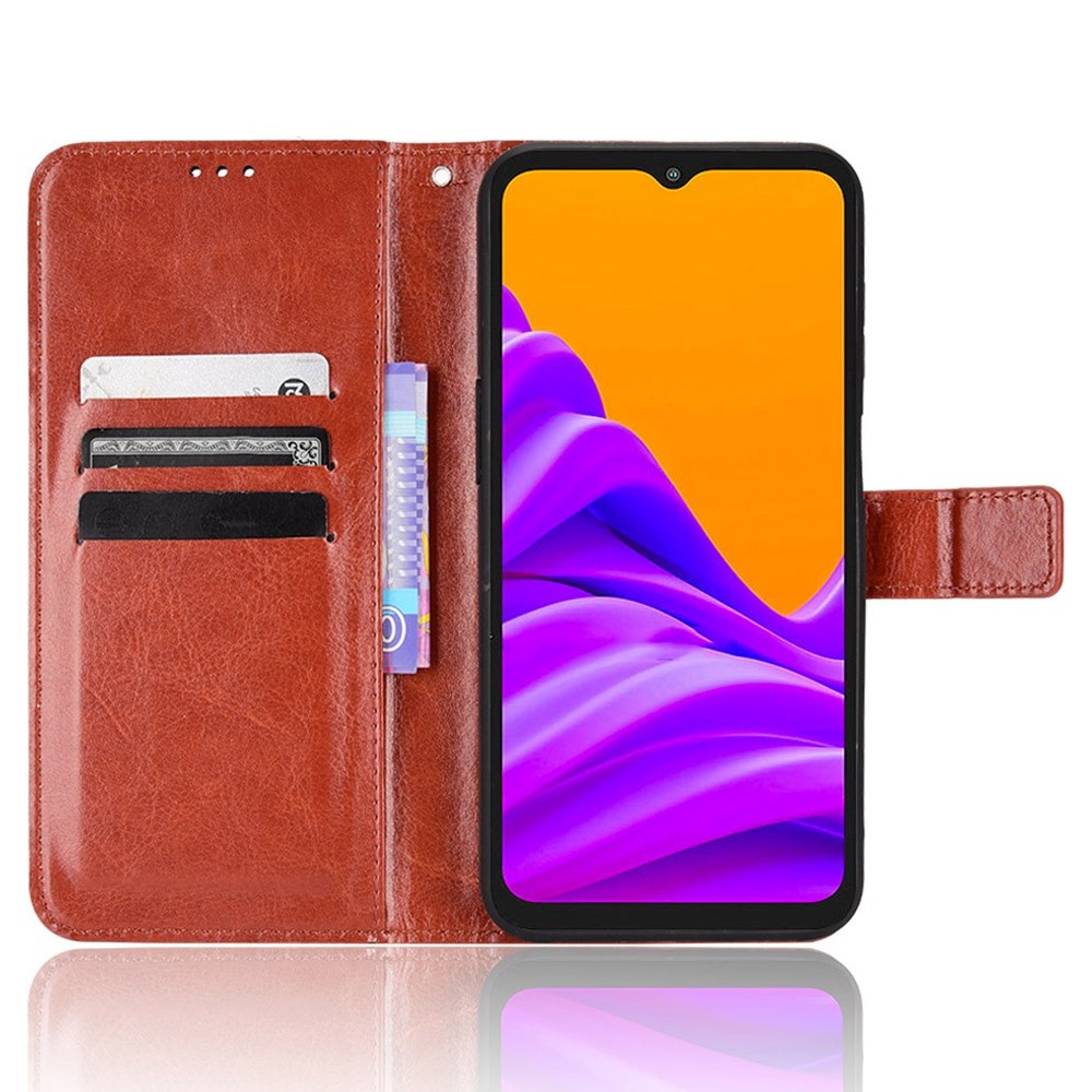 Crazy Horse Texture Case for Samsung Galaxy Xcover6 Pro 5G, Adjustable Stand PU Leather Phone Cover with Wallet - Brown-2