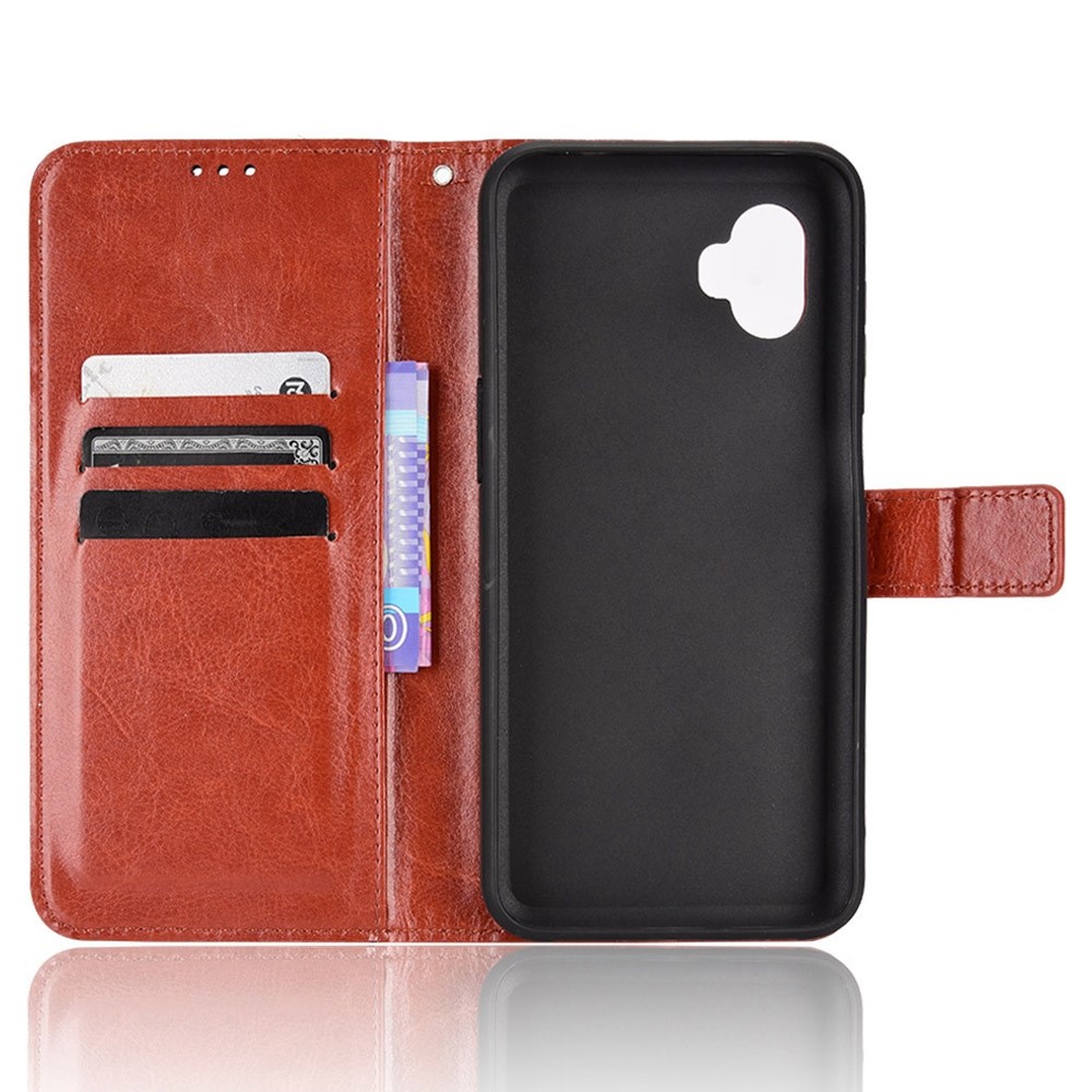 Crazy Horse Texture Case for Samsung Galaxy Xcover6 Pro 5G, Adjustable Stand PU Leather Phone Cover with Wallet - Brown-4