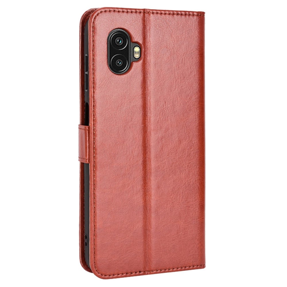 Crazy Horse Texture Case for Samsung Galaxy Xcover6 Pro 5G, Adjustable Stand PU Leather Phone Cover with Wallet - Brown-6