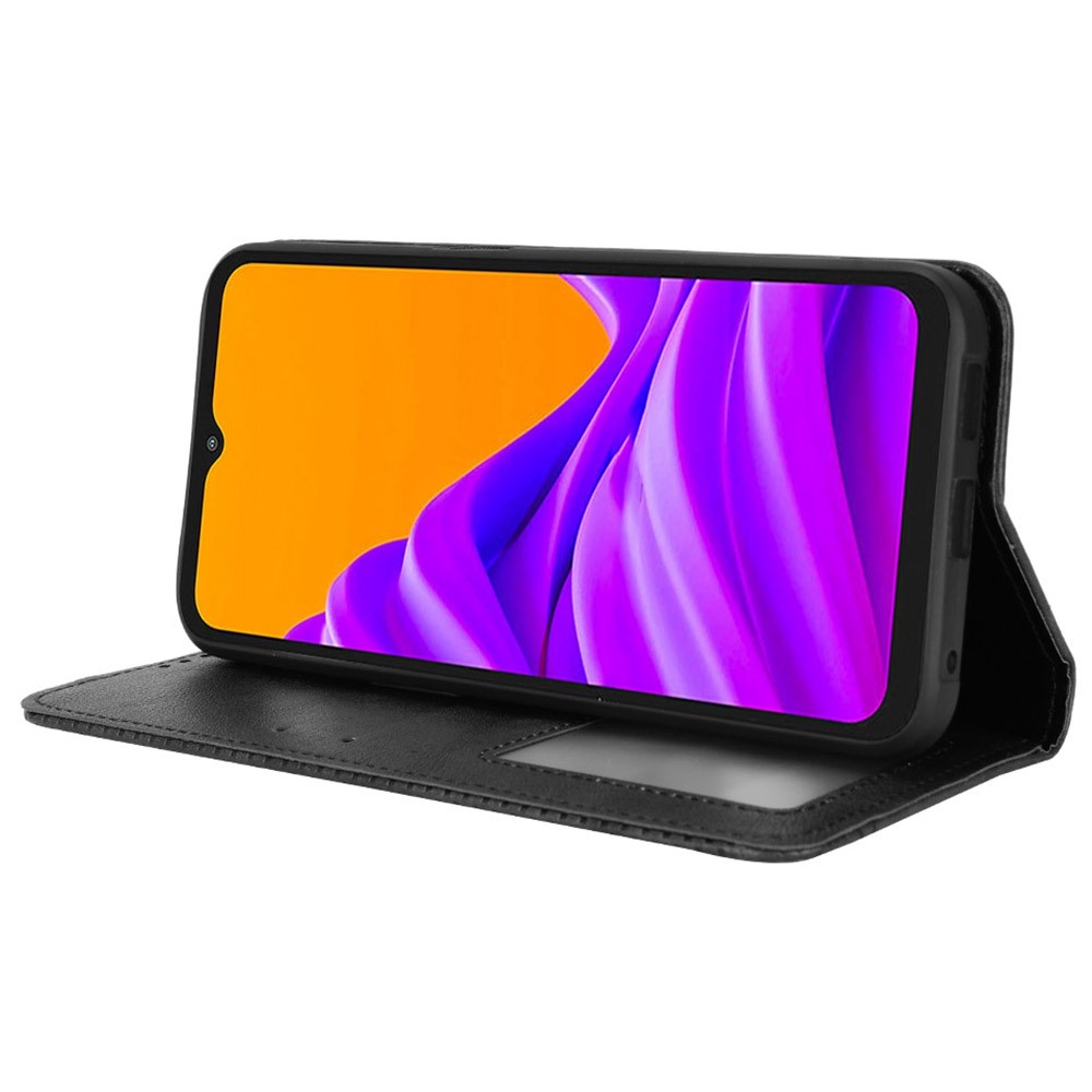 For Samsung Galaxy Xcover6 Pro 5G PU Leather Anti-scratch Phone Case Retro Texture Stand Wallet Feature Protective Cover - Black-3