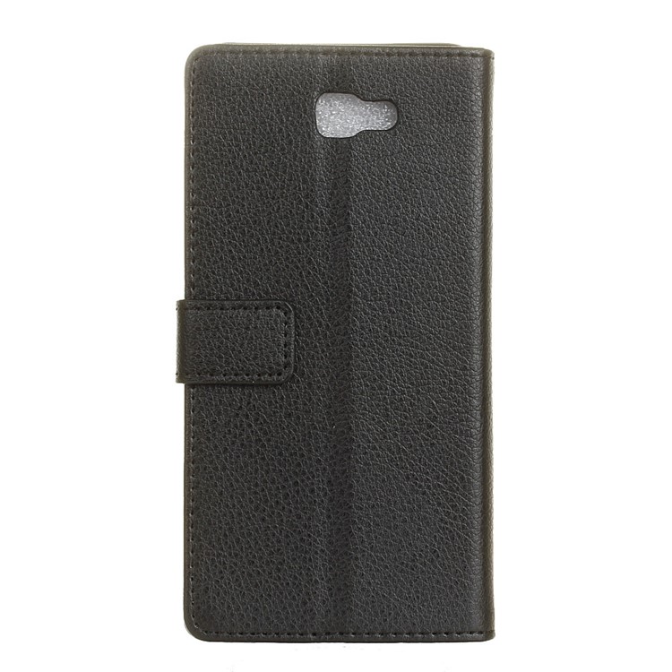 Litchi Skin Leather Wallet Case for Samsung Galaxy On7 2016/J7 Prime - Black-2