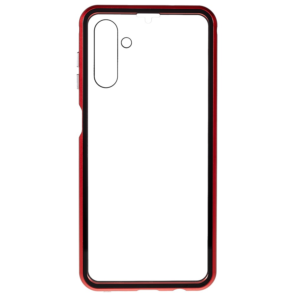 For Samsung Galaxy A13 5G Anti-Fall 360-Degree Protection Phone Cover Double-Sided Tempered Glass + Magnetic Metal Frame Anti-Scratch Shell with Lock - Red-3