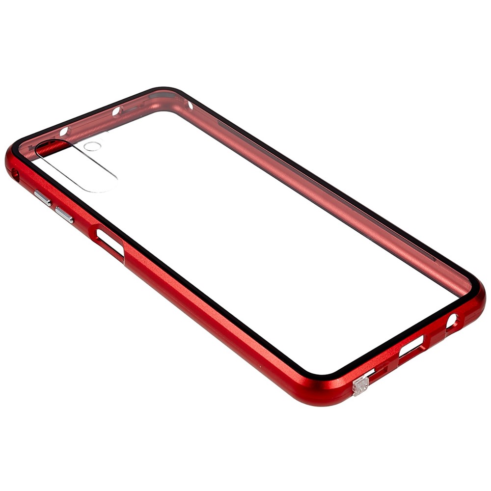 For Samsung Galaxy A13 5G Anti-Fall 360-Degree Protection Phone Cover Double-Sided Tempered Glass + Magnetic Metal Frame Anti-Scratch Shell with Lock - Red-5