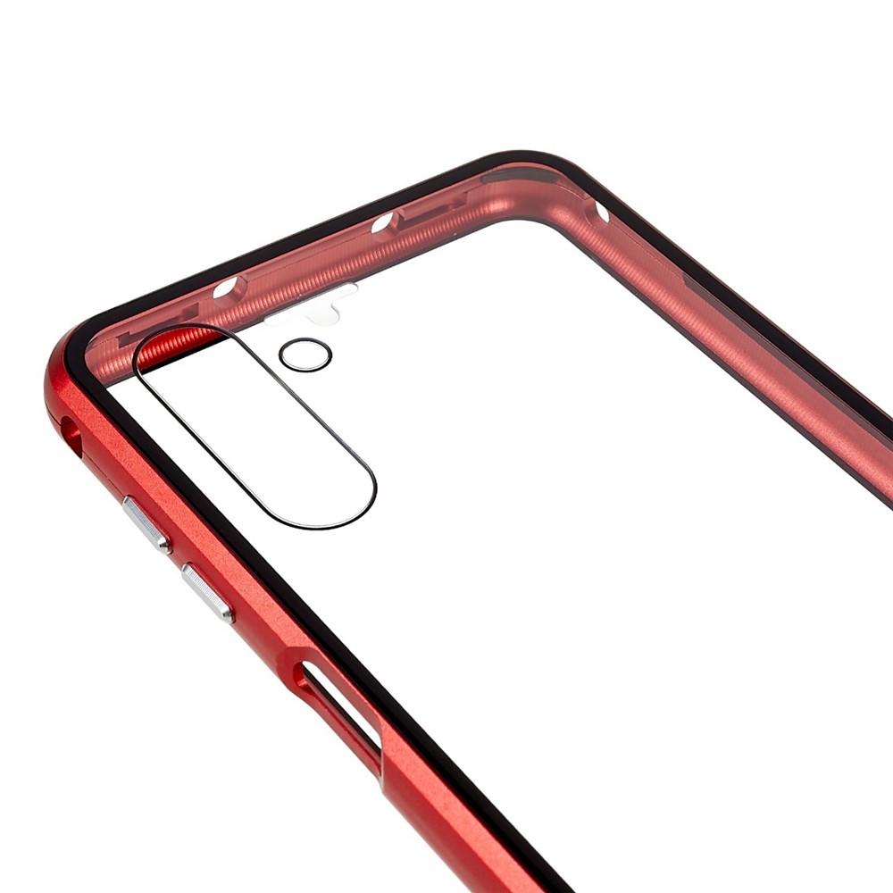 For Samsung Galaxy A13 5G Anti-Fall 360-Degree Protection Phone Cover Double-Sided Tempered Glass + Magnetic Metal Frame Anti-Scratch Shell with Lock - Red-7