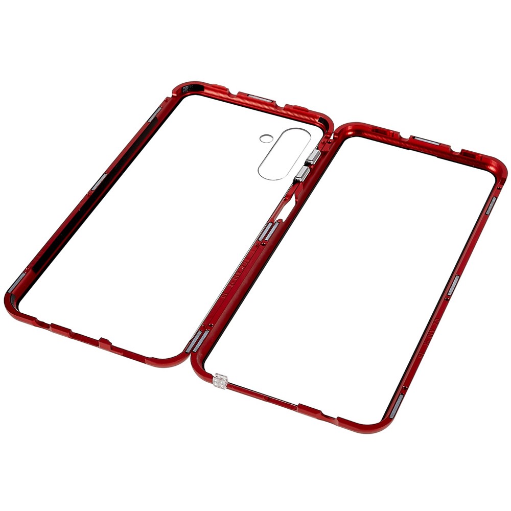 For Samsung Galaxy A13 5G Anti-Fall 360-Degree Protection Phone Cover Double-Sided Tempered Glass + Magnetic Metal Frame Anti-Scratch Shell with Lock - Red-8