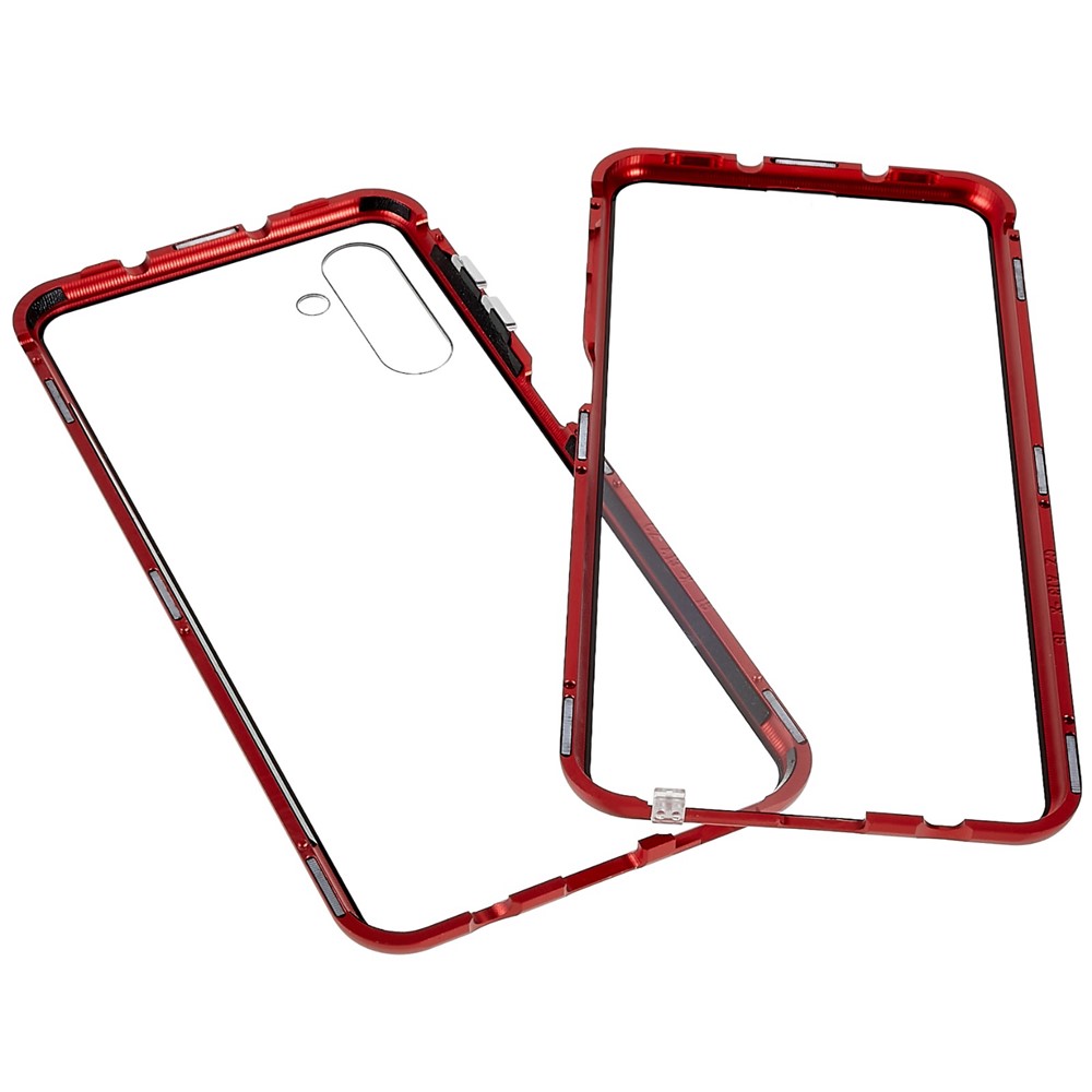 For Samsung Galaxy A13 5G Anti-Fall 360-Degree Protection Phone Cover Double-Sided Tempered Glass + Magnetic Metal Frame Anti-Scratch Shell with Lock - Red-9