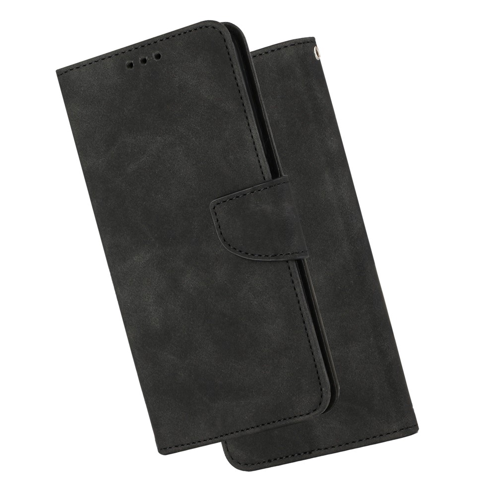 For Samsung Galaxy A52 4G/5G Well Protection Magnetic Clasp PU Leather Case Solid Color Wallet Stand Anti-scratch Phone Cover - Black-10