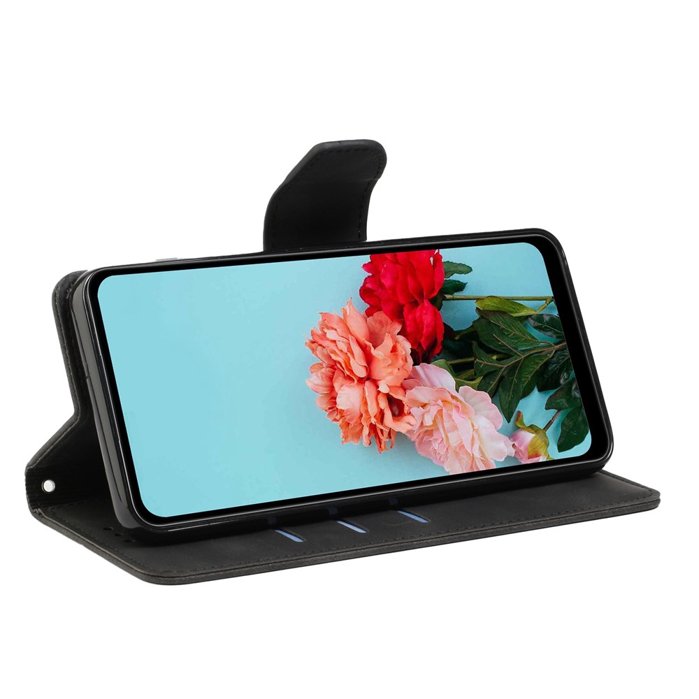 For Samsung Galaxy A52 4G/5G Well Protection Magnetic Clasp PU Leather Case Solid Color Wallet Stand Anti-scratch Phone Cover - Black-3