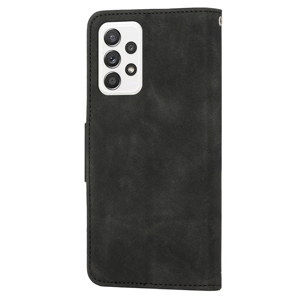 For Samsung Galaxy A52 4G/5G Well Protection Magnetic Clasp PU Leather Case Solid Color Wallet Stand Anti-scratch Phone Cover - Black-9