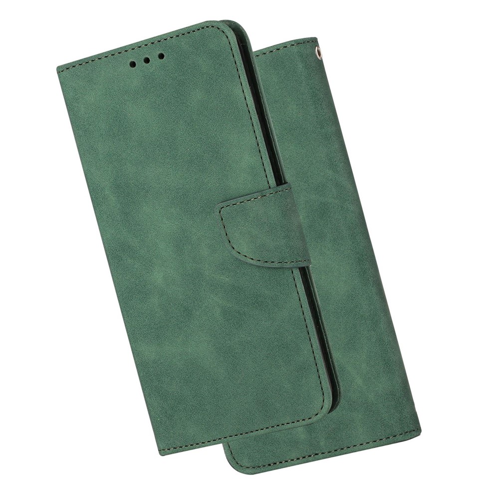 For Samsung Galaxy A22 4G (EU Version) Solid Color PU Leather Shockproof Phone Case with Wallet Stand - Green-10