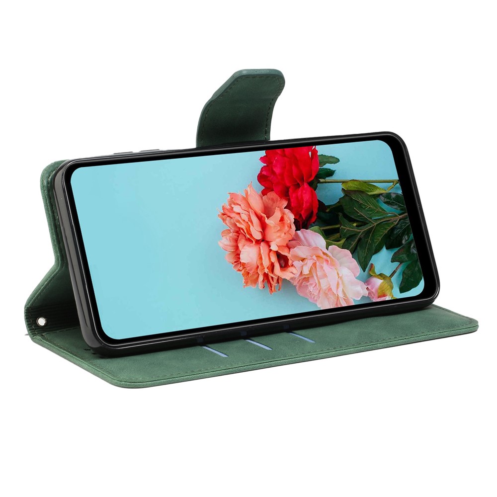 For Samsung Galaxy A22 4G (EU Version) Solid Color PU Leather Shockproof Phone Case with Wallet Stand - Green-3