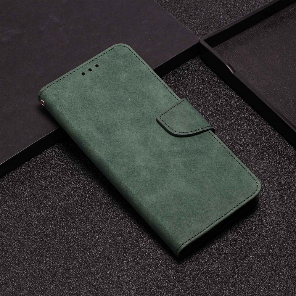 For Samsung Galaxy A22 4G (EU Version) Solid Color PU Leather Shockproof Phone Case with Wallet Stand - Green-7