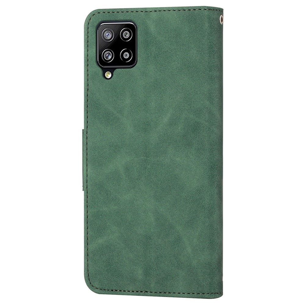 For Samsung Galaxy A22 4G (EU Version) Solid Color PU Leather Shockproof Phone Case with Wallet Stand - Green-9