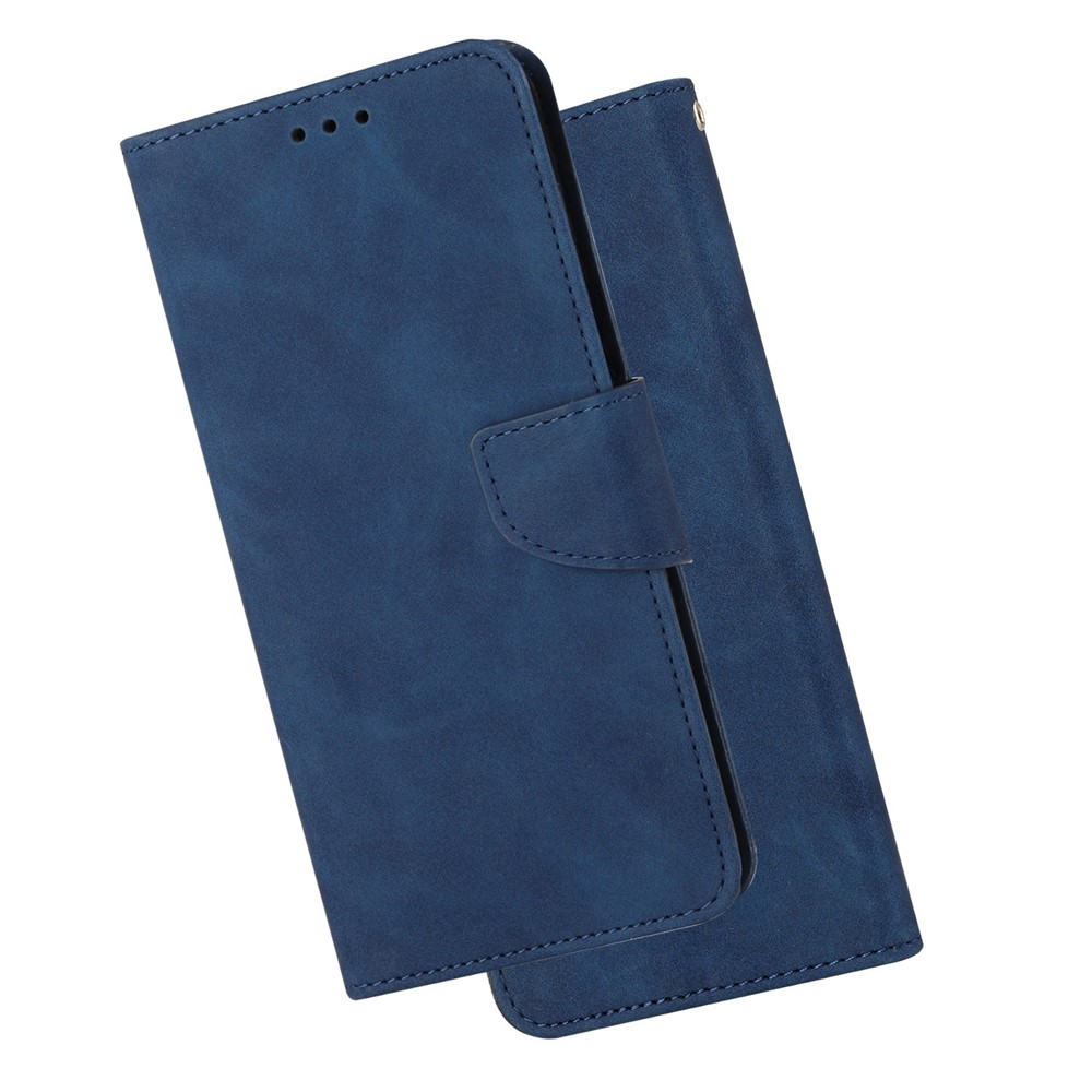 Magnetic Clasp PU Leather Case for Samsung Galaxy A33 5G, Solid Color Wallet Stand Protective Phone Cover - Blue-10