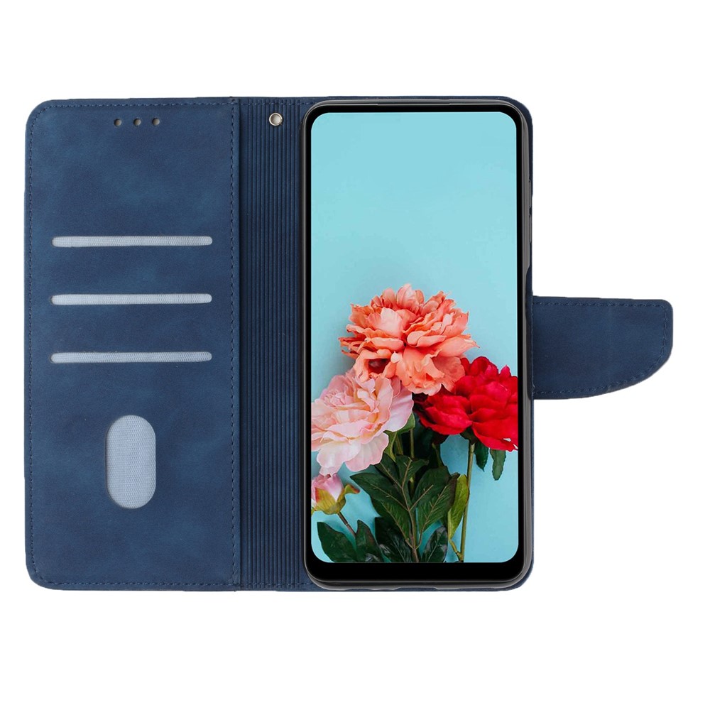 Magnetic Clasp PU Leather Case for Samsung Galaxy A33 5G, Solid Color Wallet Stand Protective Phone Cover - Blue-2