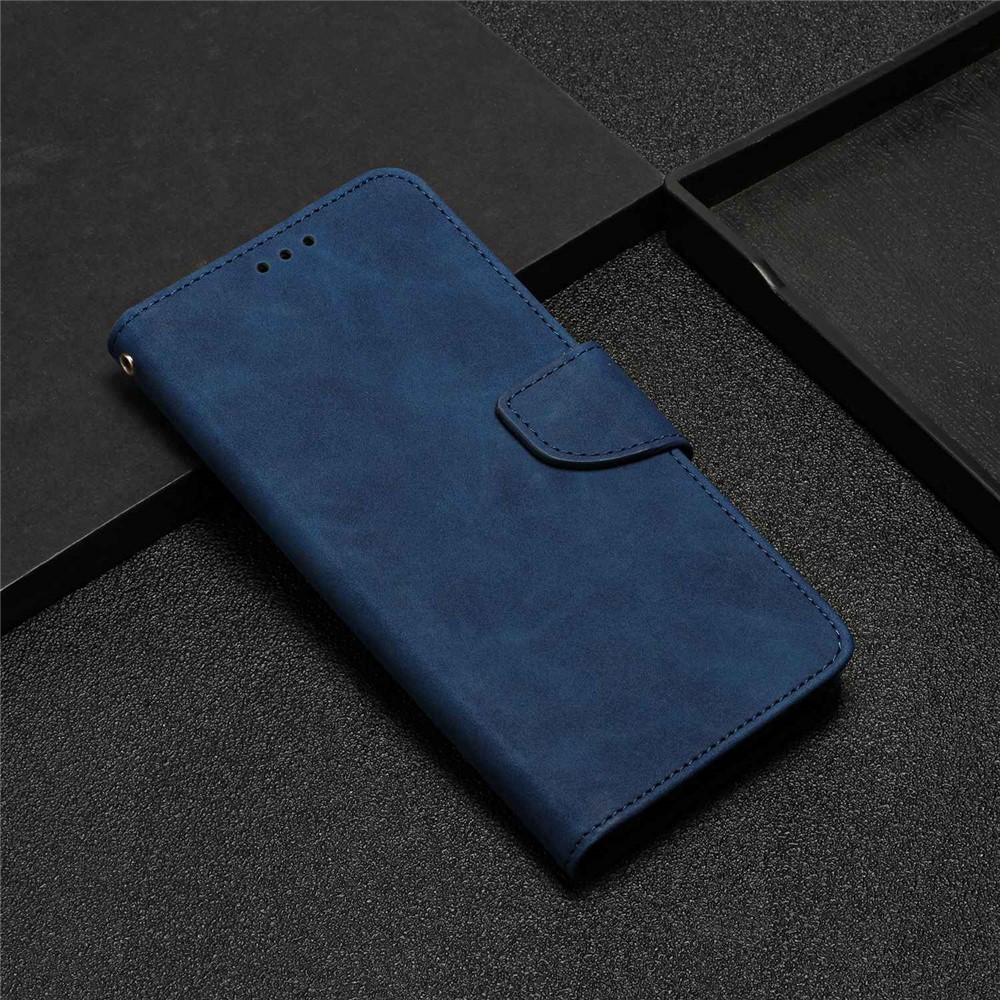 Magnetic Clasp PU Leather Case for Samsung Galaxy A33 5G, Solid Color Wallet Stand Protective Phone Cover - Blue-7