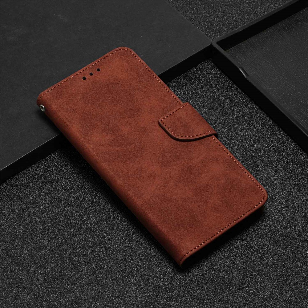 For Samsung Galaxy A53 5G Drop-proof Solid Color Calf Textured Magnetic Clasp PU Leather Case Wallet Stand Anti-scratch Phone Cover - Brown-7