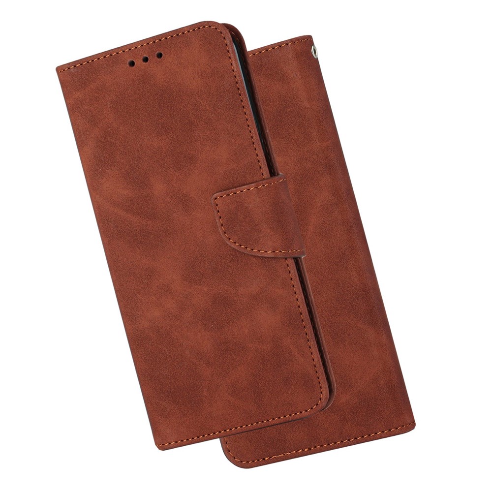 For Samsung Galaxy A13 4G Shockproof Flip PU Leather Case Well Protection Phone Cover Shell with Knife Buckle Card Holder - Brown-10