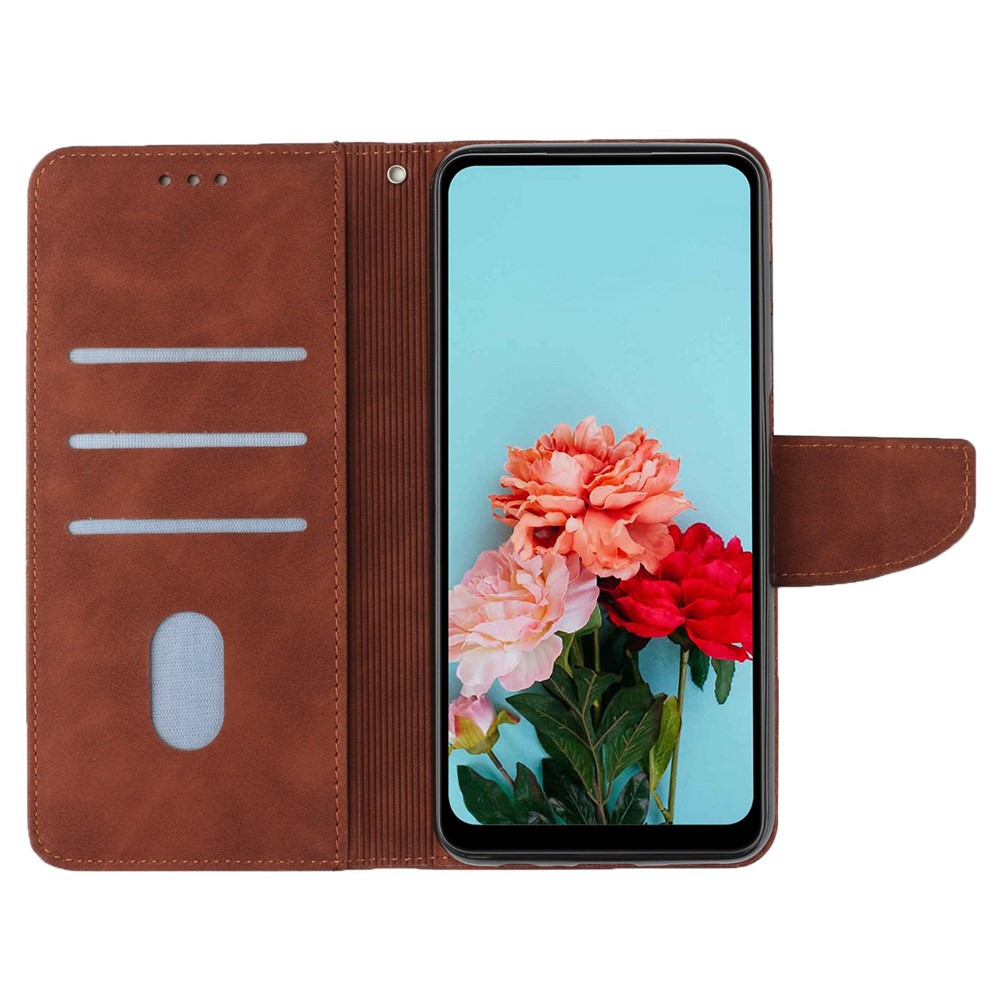 For Samsung Galaxy A13 4G Shockproof Flip PU Leather Case Well Protection Phone Cover Shell with Knife Buckle Card Holder - Brown-2