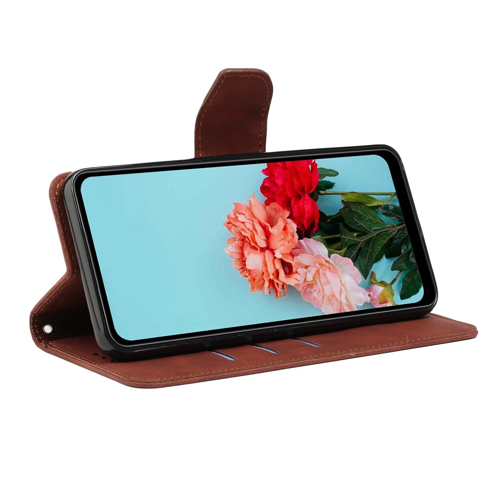 For Samsung Galaxy A13 4G Shockproof Flip PU Leather Case Well Protection Phone Cover Shell with Knife Buckle Card Holder - Brown-3