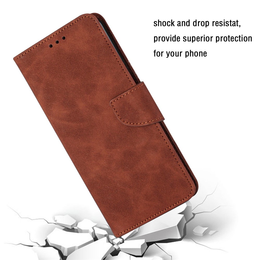For Samsung Galaxy A13 4G Shockproof Flip PU Leather Case Well Protection Phone Cover Shell with Knife Buckle Card Holder - Brown-4