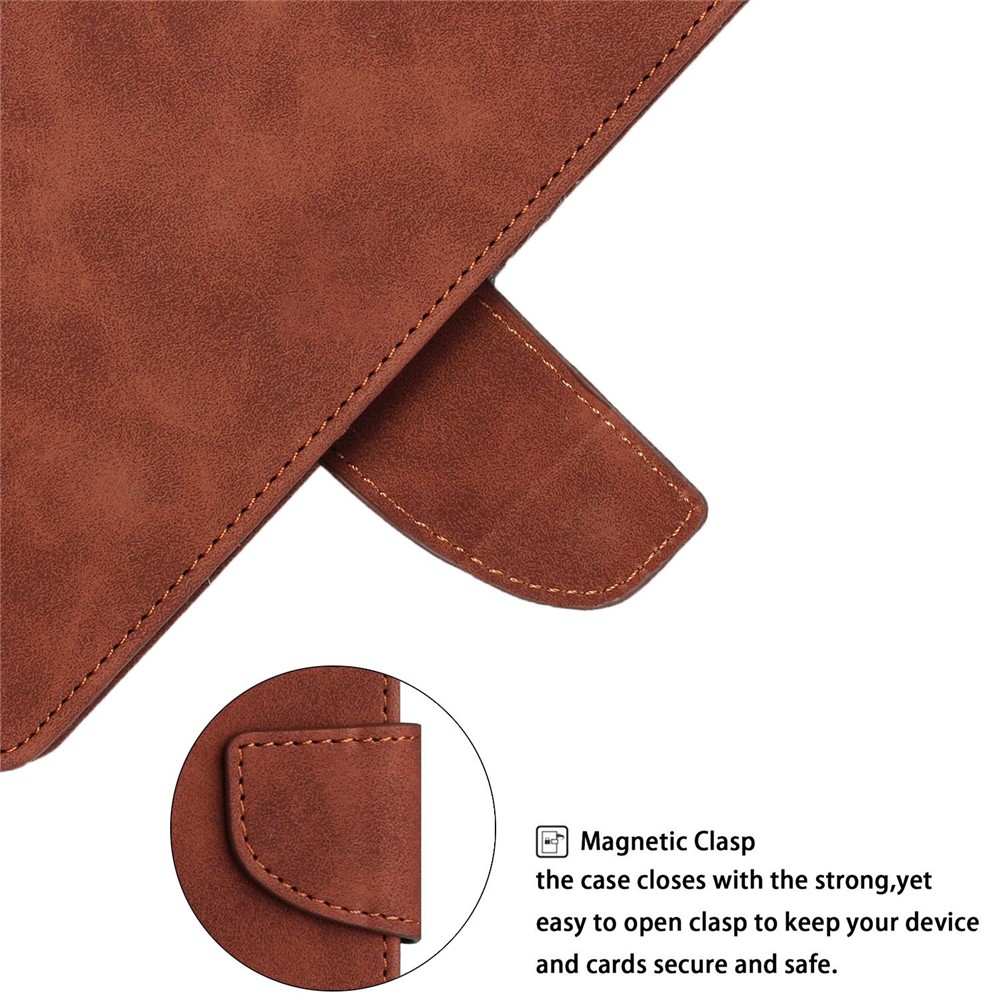 For Samsung Galaxy A13 4G Shockproof Flip PU Leather Case Well Protection Phone Cover Shell with Knife Buckle Card Holder - Brown-5