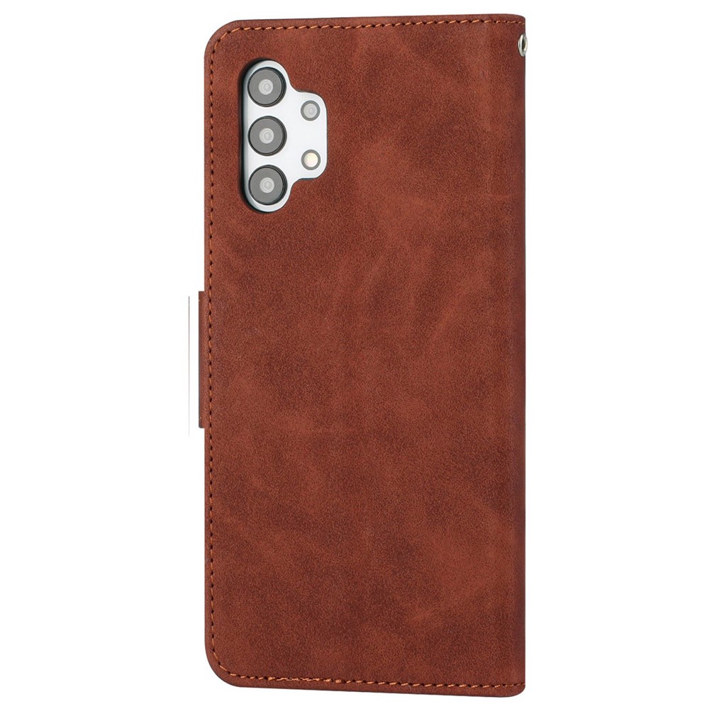 For Samsung Galaxy A13 4G Shockproof Flip PU Leather Case Well Protection Phone Cover Shell with Knife Buckle Card Holder - Brown-9
