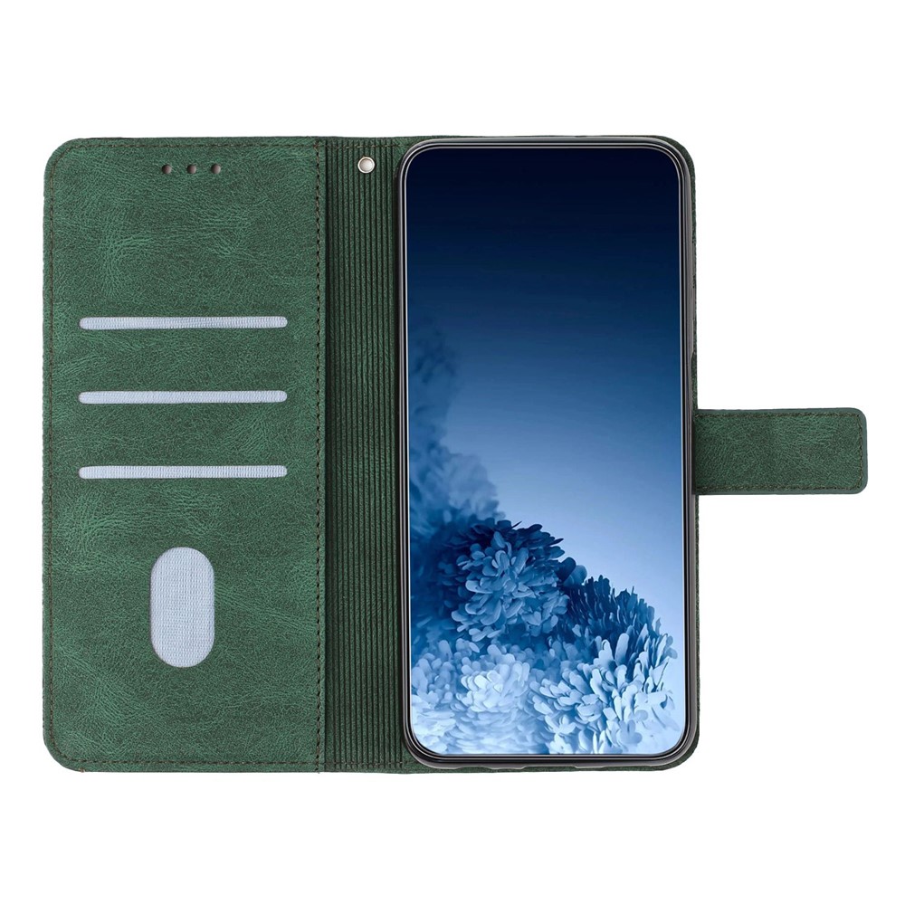 Mandala Flower Imprinted Phone Case for Samsung Galaxy S22 Ultra 5G, PU Leather Stand Wallet Full Protection Cover - Green-2
