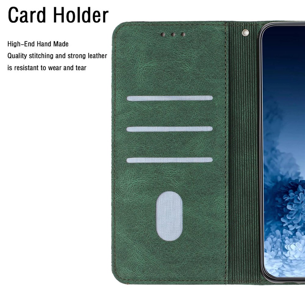Mandala Flower Imprinted Phone Case for Samsung Galaxy S22 Ultra 5G, PU Leather Stand Wallet Full Protection Cover - Green-5