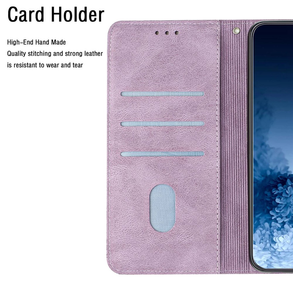 For Samsung Galaxy S22+ 5G Anti-scratch Magnetic Clasp PU Leather Phone Case Stand Mandala Flower Imprinted Phone Wallet Cover - Purple-5