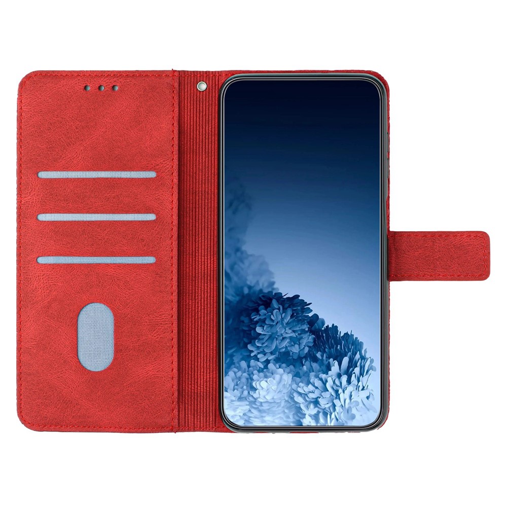 For Samsung Galaxy A22 5G (EU Version) PU Leather Wallet Case Mandala Flower Imprinted Folio Flip Stand Phone Cover - Red-2