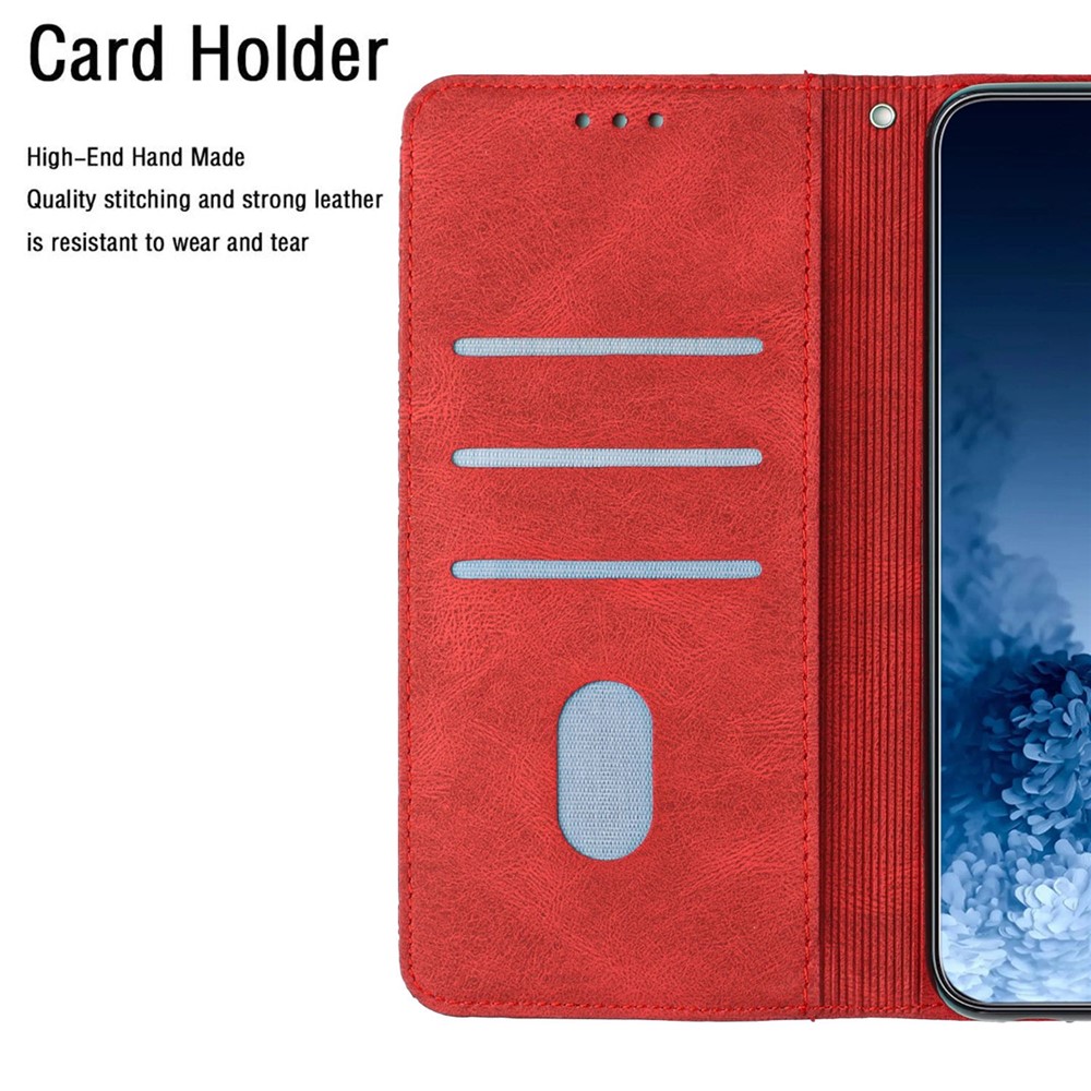For Samsung Galaxy A22 5G (EU Version) PU Leather Wallet Case Mandala Flower Imprinted Folio Flip Stand Phone Cover - Red-5